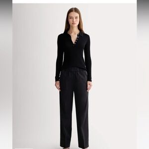 Everlane black the easy pants straight leg pull on cotton size XXS new